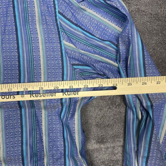 Robert Graham Button Shirt Mens Large Navy Striped Tailored Fit Hi Vis Flip cuff - Picture 9 of 10